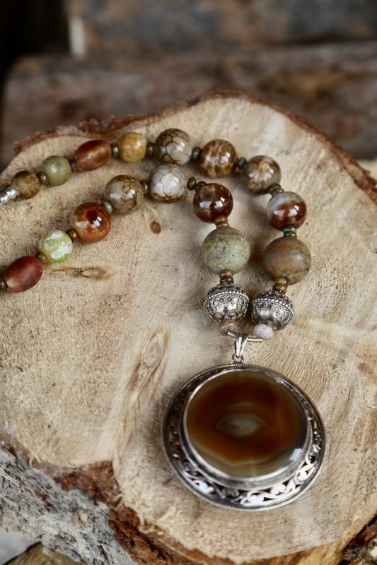 Raw turquoise/, picasso jasper/agate/handmade clay beads