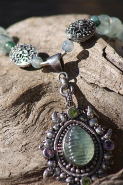 Prehnite/amethyst/peridot