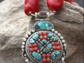 Red coral/turquoise